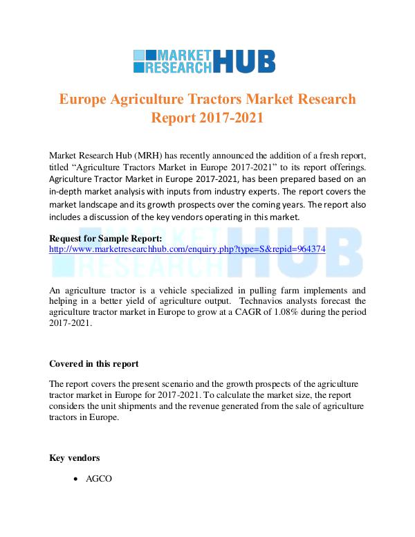 Market Research Report Europe Agriculture Tractors Market Research Report
