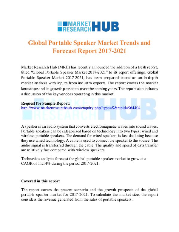 Market Research Report Global Portable Speaker Market Trends