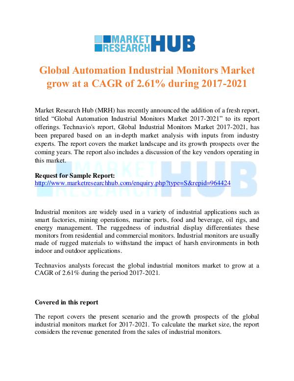 Market Research Report Global Automation Industrial Monitors MarketReport