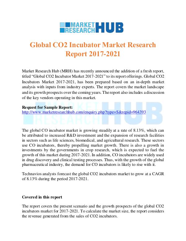 Market Research Report Global CO2 Incubator Market Research Report 2017