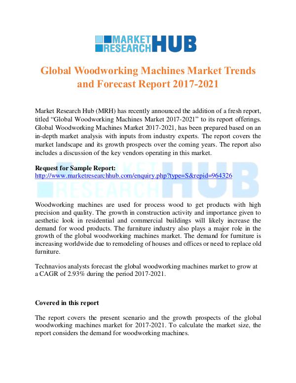 Market Research Report Global Woodworking Machines Market Trends