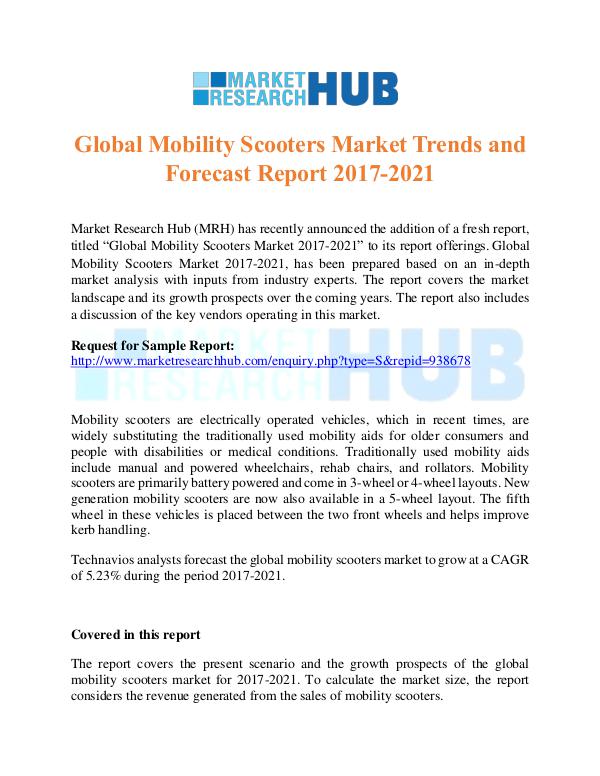 Market Research Report Global Mobility Scooters Market Trends Report