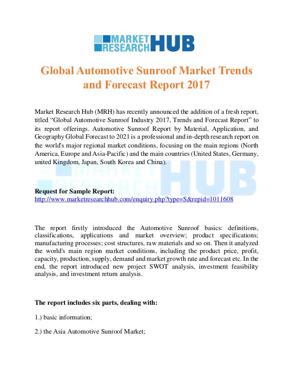 Market Research Report lobal Automotive Sunroof Market Report 2017