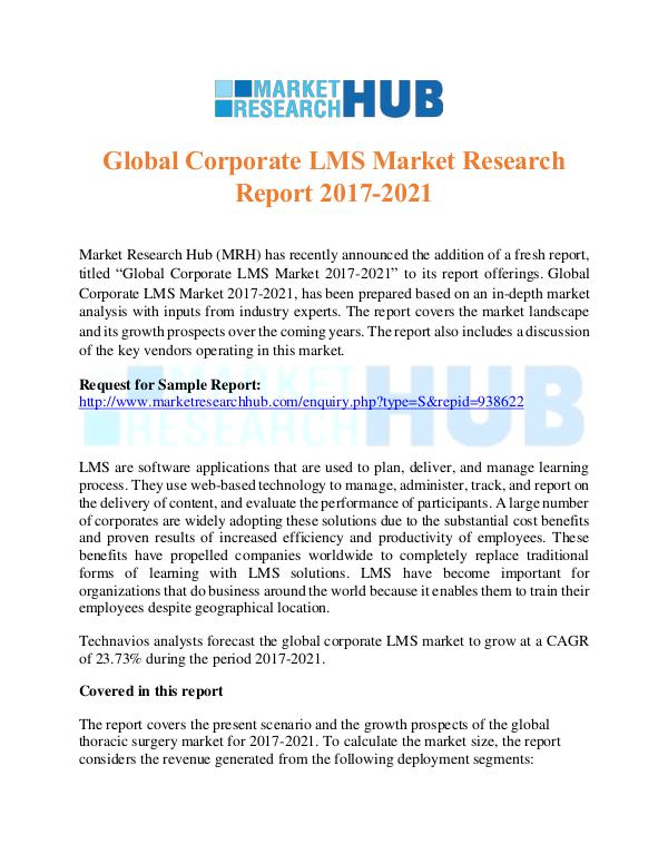 Market Research Report Global Corporate LMS Market Research Report 2017