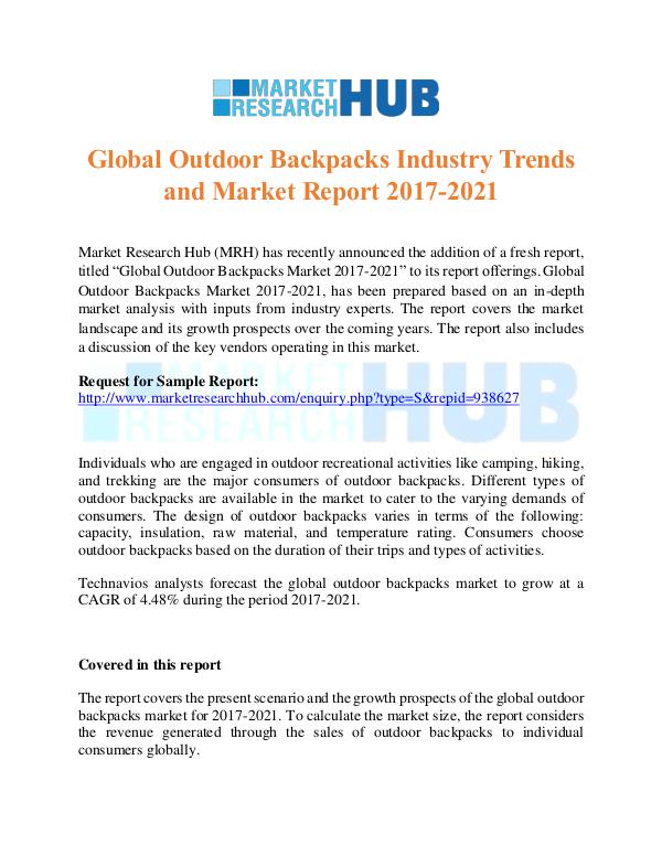 Market Research Report Global Outdoor Backpacks Industry Trends Report
