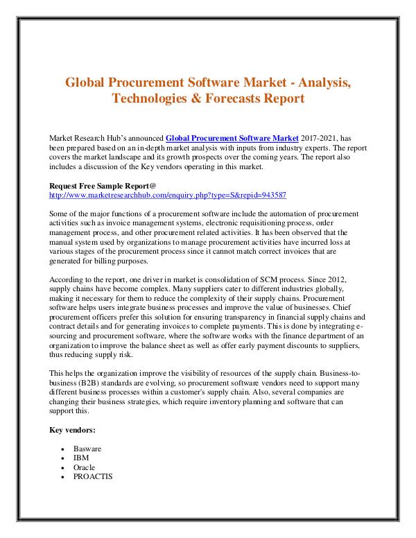 Market Research Report Global Procurement Software Market Report