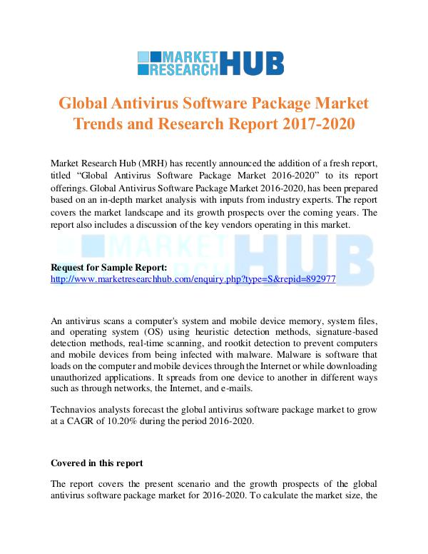 Market Research Report Global Antivirus Software Package Market  Report