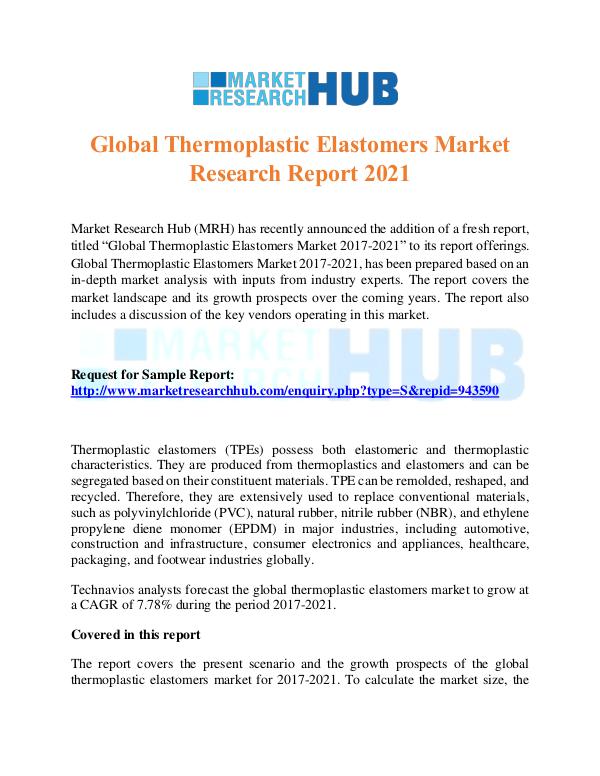 Market Research Report Thermoplastic Elastomers Market Research Report