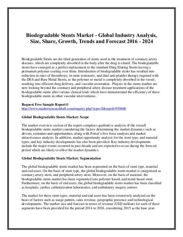 Biodegradable Stents Market Trends Report