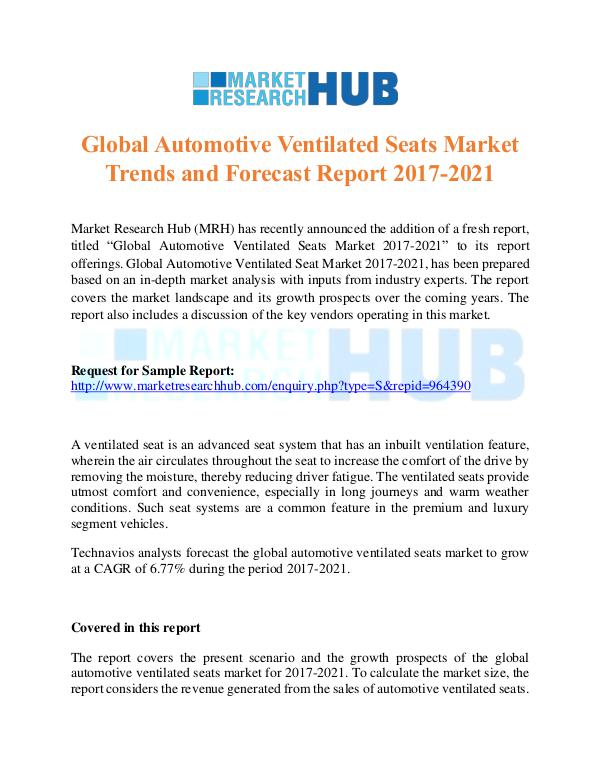 Market Research Report Global Automotive Ventilated Seats Market Trends