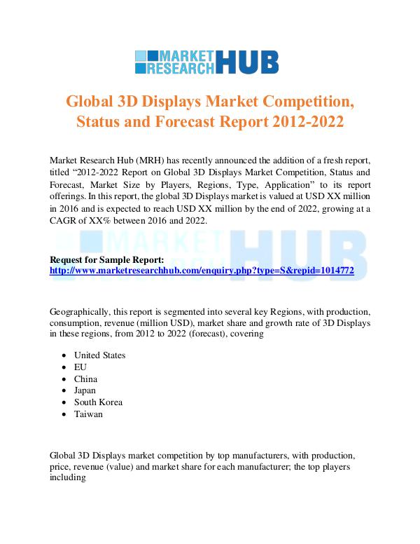Market Research Report Global 3D Displays Market Research Report
