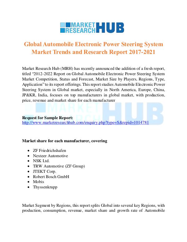Market Research Report Automobile Electronic Power Steering System Market