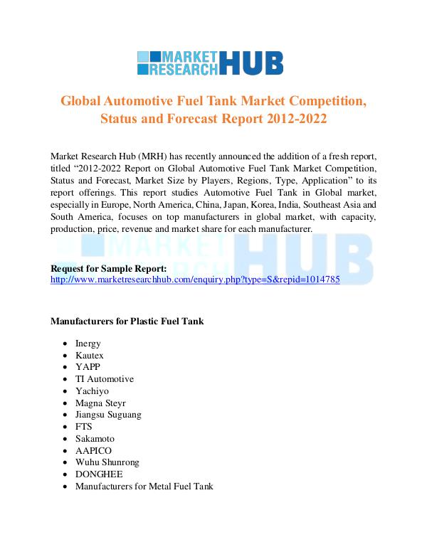 Market Research Report Automotive Fuel Tank Market Report