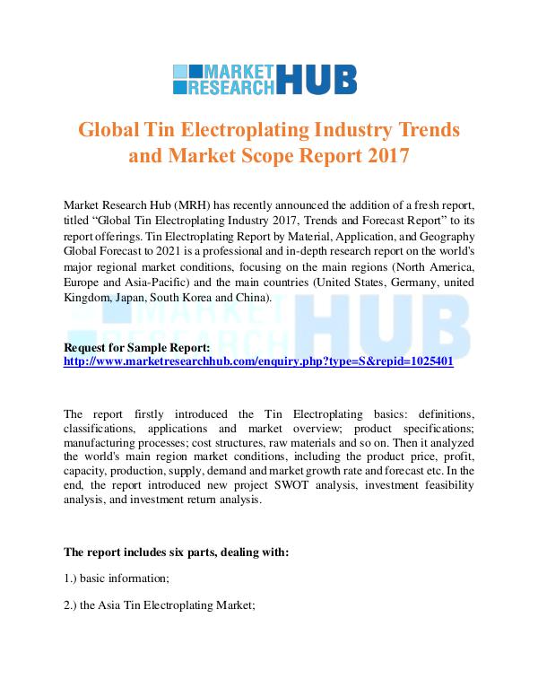 Market Research Report Tin Electroplating Industry Trends and MarketScope