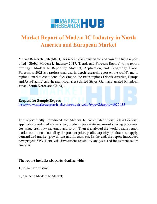 Market Research Report Market Report of Modem IC Industry Report
