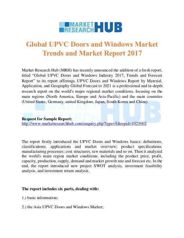 Market Research Report Global UPVC Doors and Windows Market Report
