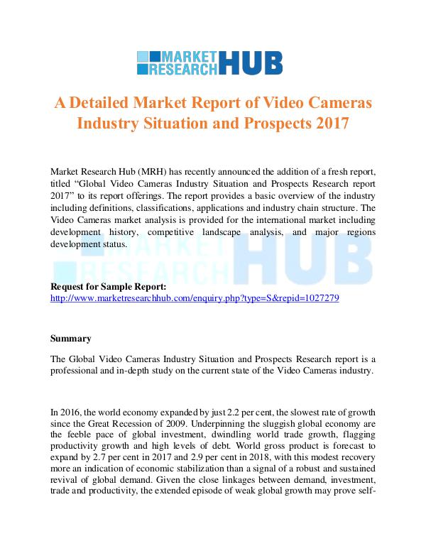 Market Research Report Video Cameras Industry Situation Market Report