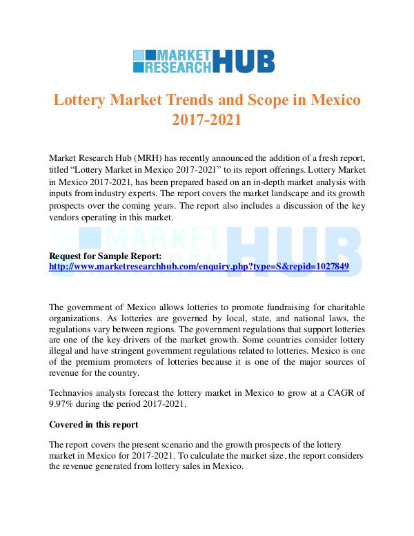 Lottery Market Trends and Scope in Mexico 2017