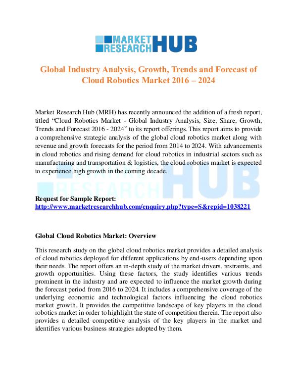 Forecast Report of Cloud Robotics Market