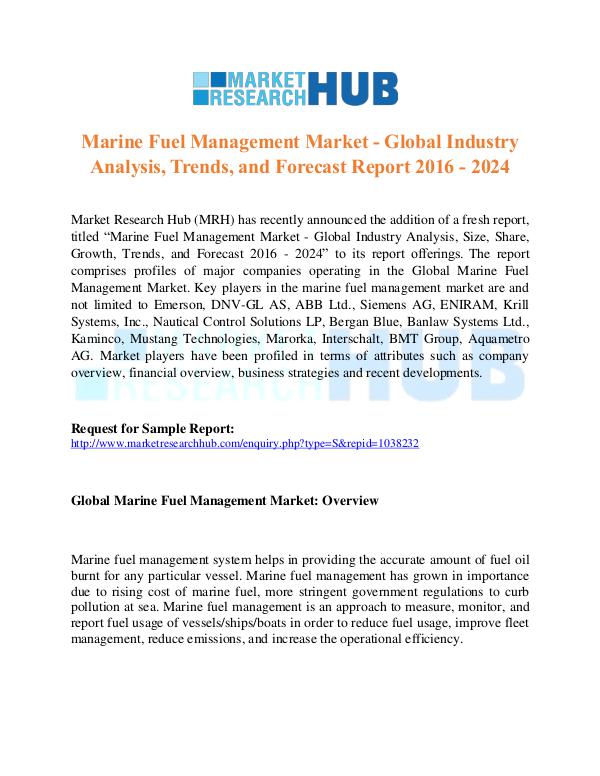 Market Research Report Marine Fuel Management Industry Report