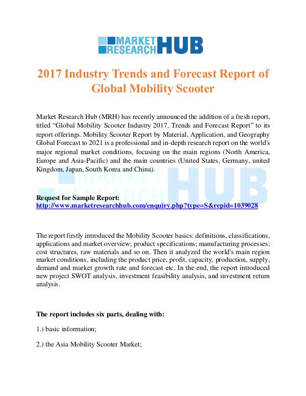 Market Research Report Forecast Report of Global Mobility Scooter