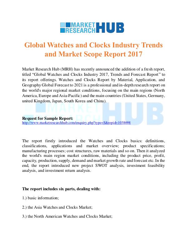 Market Research Report Global Watches and Clocks Industry Report