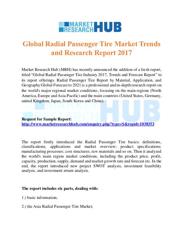 Global Radial Passenger Tire Market Report 2017