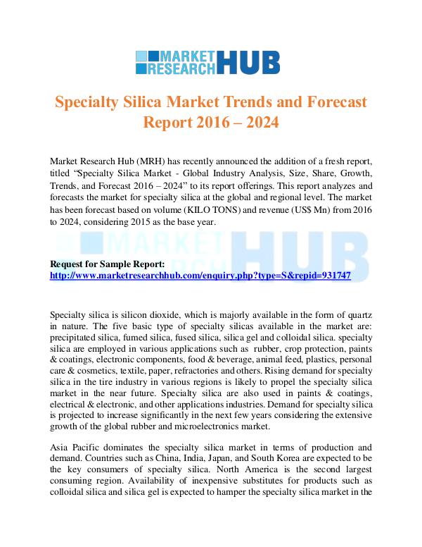 Specialty Silica Market Trends Report