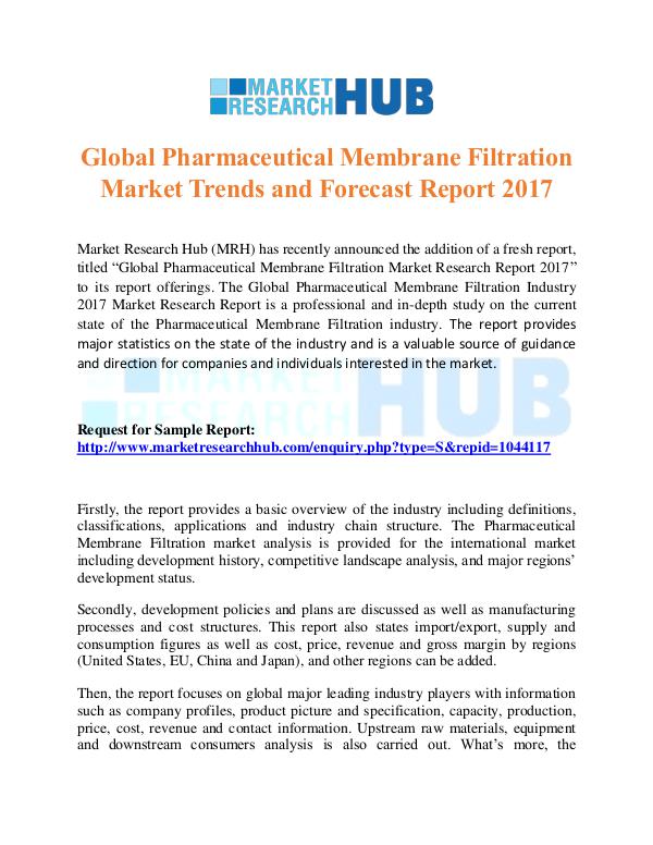 Pharmaceutical Membrane Filtration Market Report
