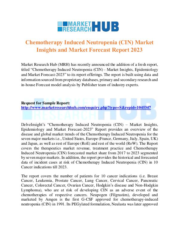 Market Research Report Chemotherapy Induced Neutropenia  Market Report