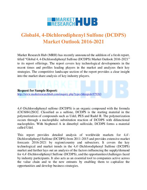Market Research Report Global 4, 4-Dichlorodiphenyl Sulfone (DCDPS) Marke