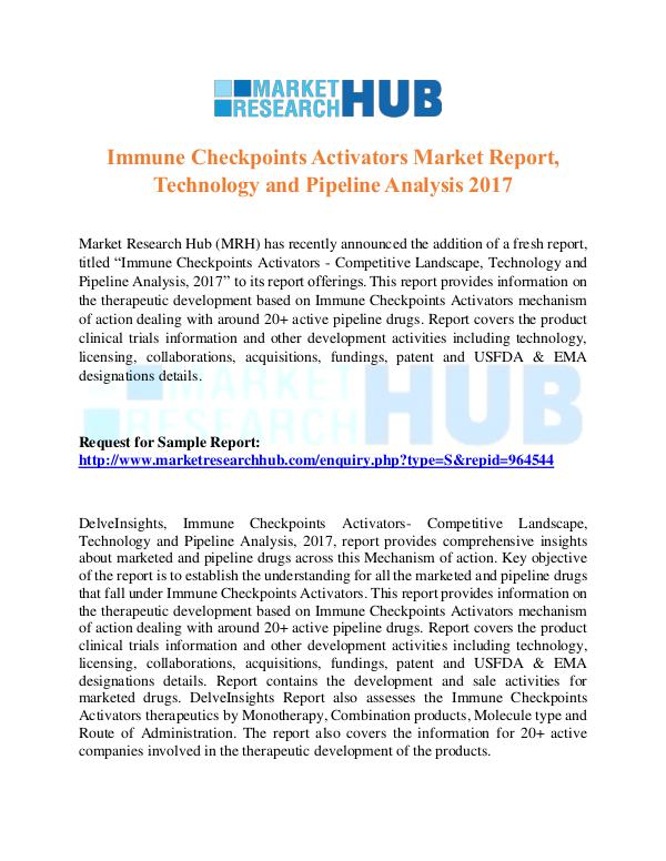 Market Research Report Immune Checkpoints Activators Market Report