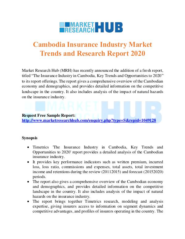 Market Research Report Cambodia Insurance Industry Market Trends