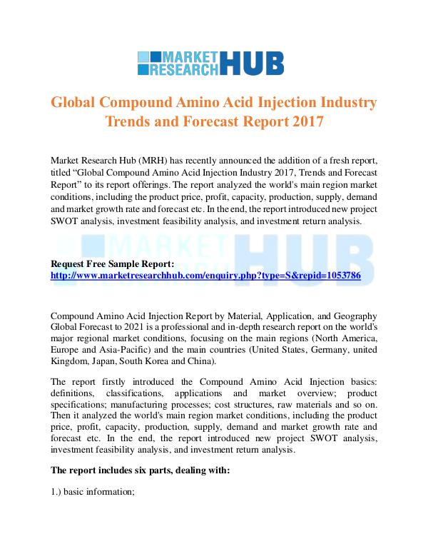 Market Research Report Global Compound Amino Acid Injection Industry