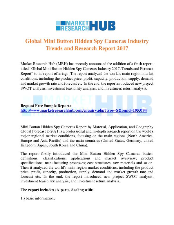 Market Research Report Global Mini Button Hidden Spy Cameras MarketReport