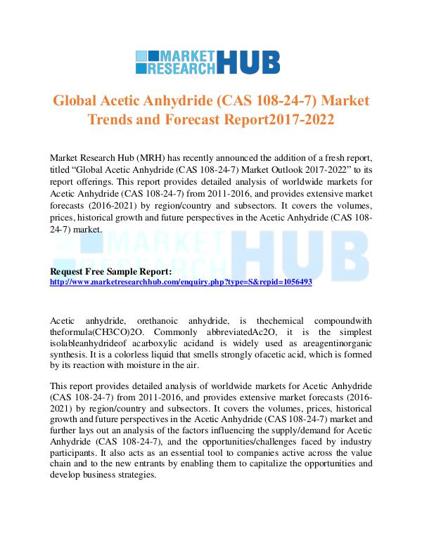 Market Research Report Global Acetic Anhydride Market Trends Report