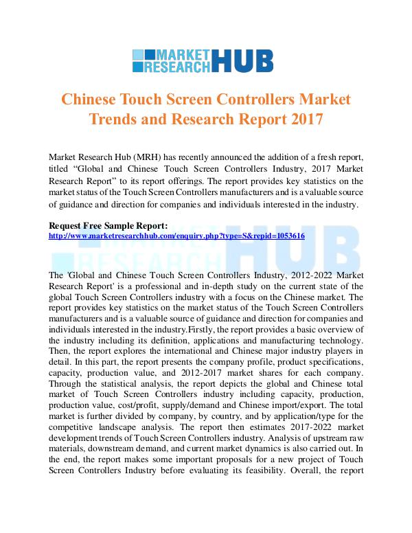 Market Research Report Chinese Touch Screen Controllers Market Report