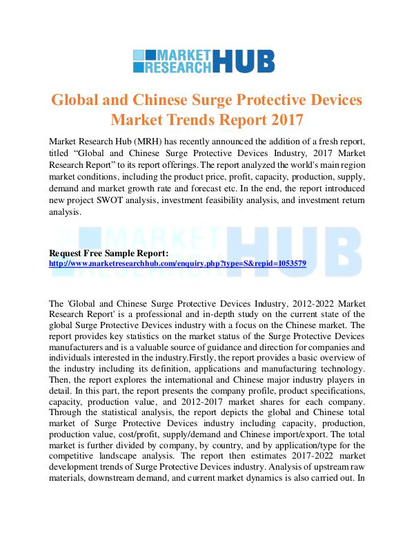 Market Research Report Chinese Surge Protective Devices Market  Report