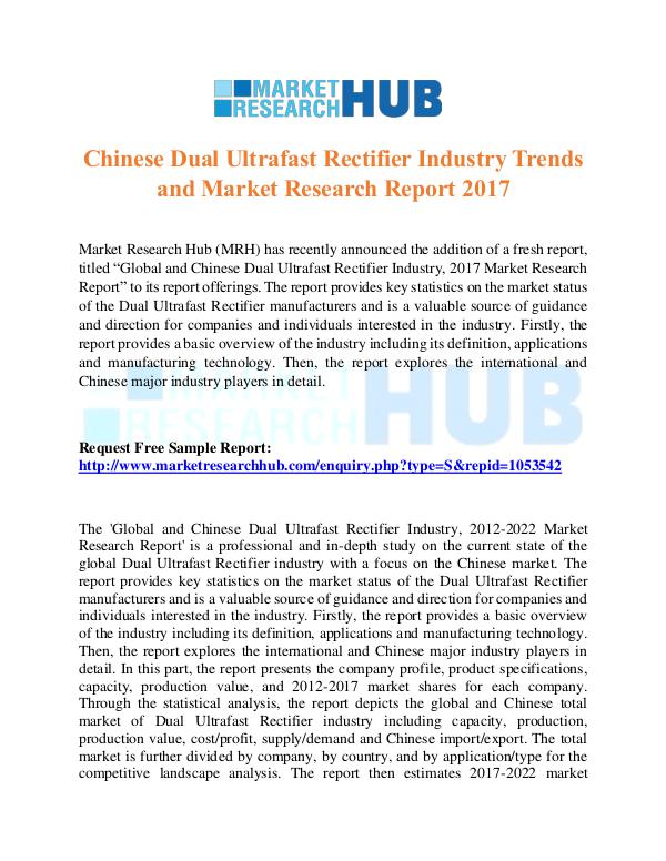 Market Research Report Chinese Dual Ultrafast Rectifier Industry Trends