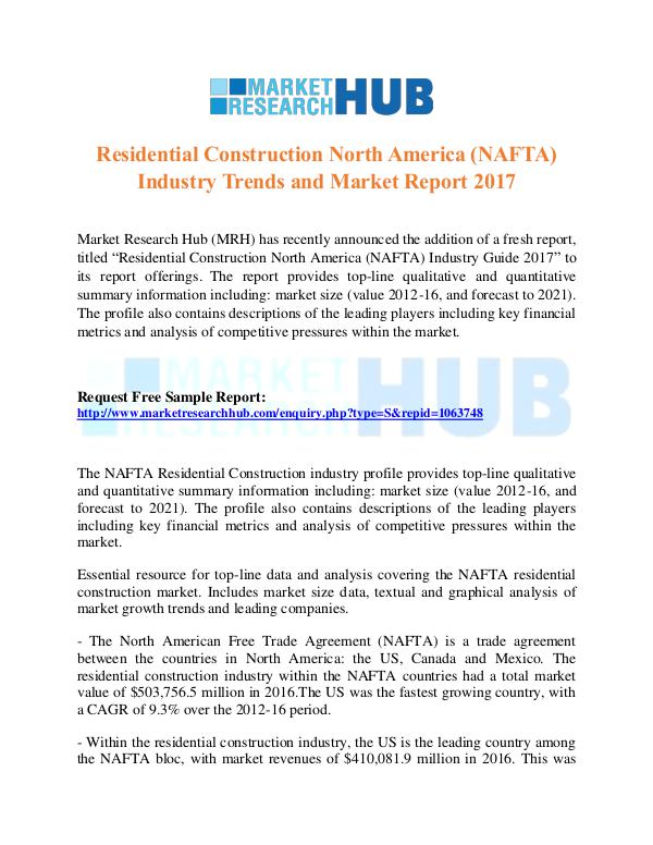 Market Research Report US Residential Construction Industry Report 2017