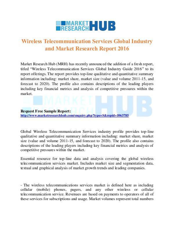 Market Research Report Wireless Telecommunication Services Market Report