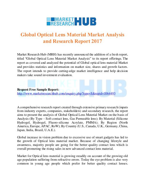 Market Research Report Global Optical Lens Material Market Report 2017