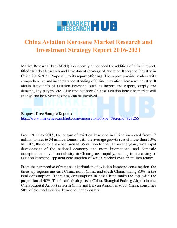 Market Research Report China Aviation Kerosene Market Research Report