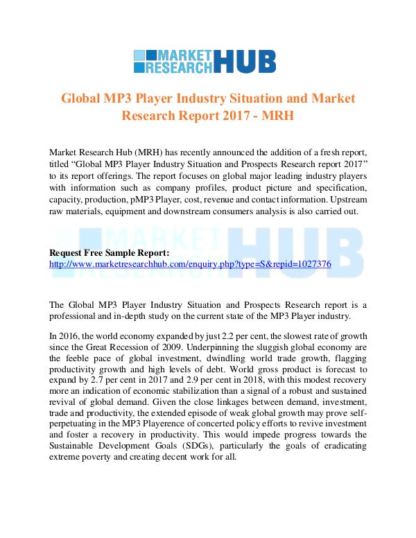 Market Research Report Global MP3 Player Industry Situation Report 2017