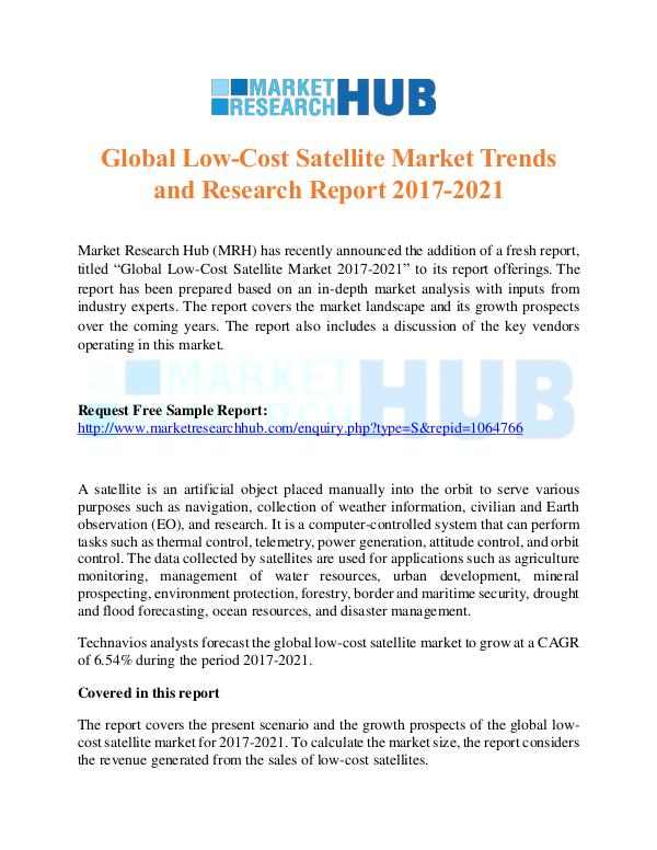 Market Research Report Global Low-Cost Satellite Market Trends Report
