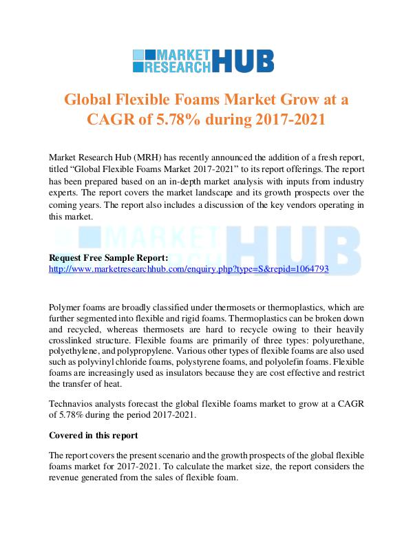 Market Research Report Global Flexible Foams Market Trends Report 2017