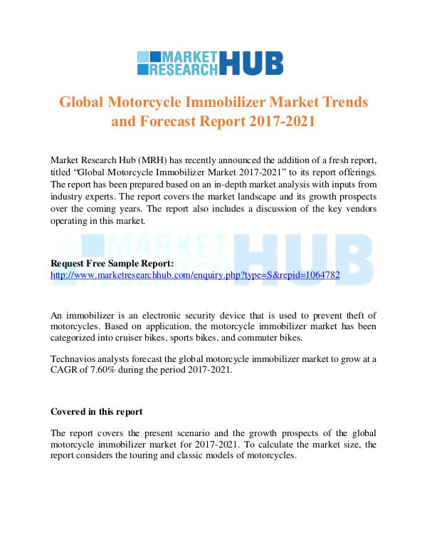 Market Research Report Global Motorcycle Immobilizer Market Report 2017