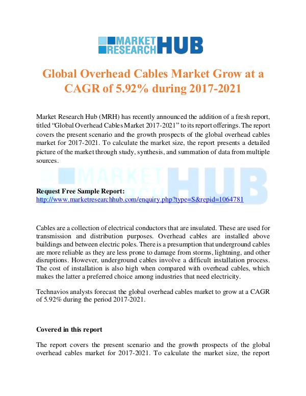 Market Research Report Global Overhead Cables Market Research Report 2017