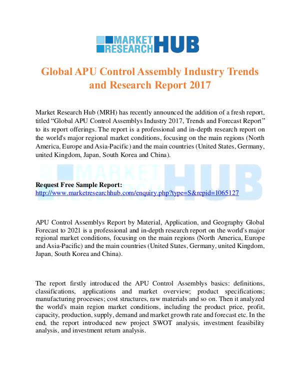 Market Research Report Global APU Control Assembly Industry Trends Report