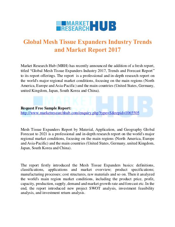 Market Research Report Global Mesh Tissue Expander Industry Trends Report